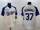 Men's Los Angeles Dodgers #37 Teoscar Hernandez White Blue Cool Base Stitched Jersey,baseball caps,new era cap wholesale,wholesale hats